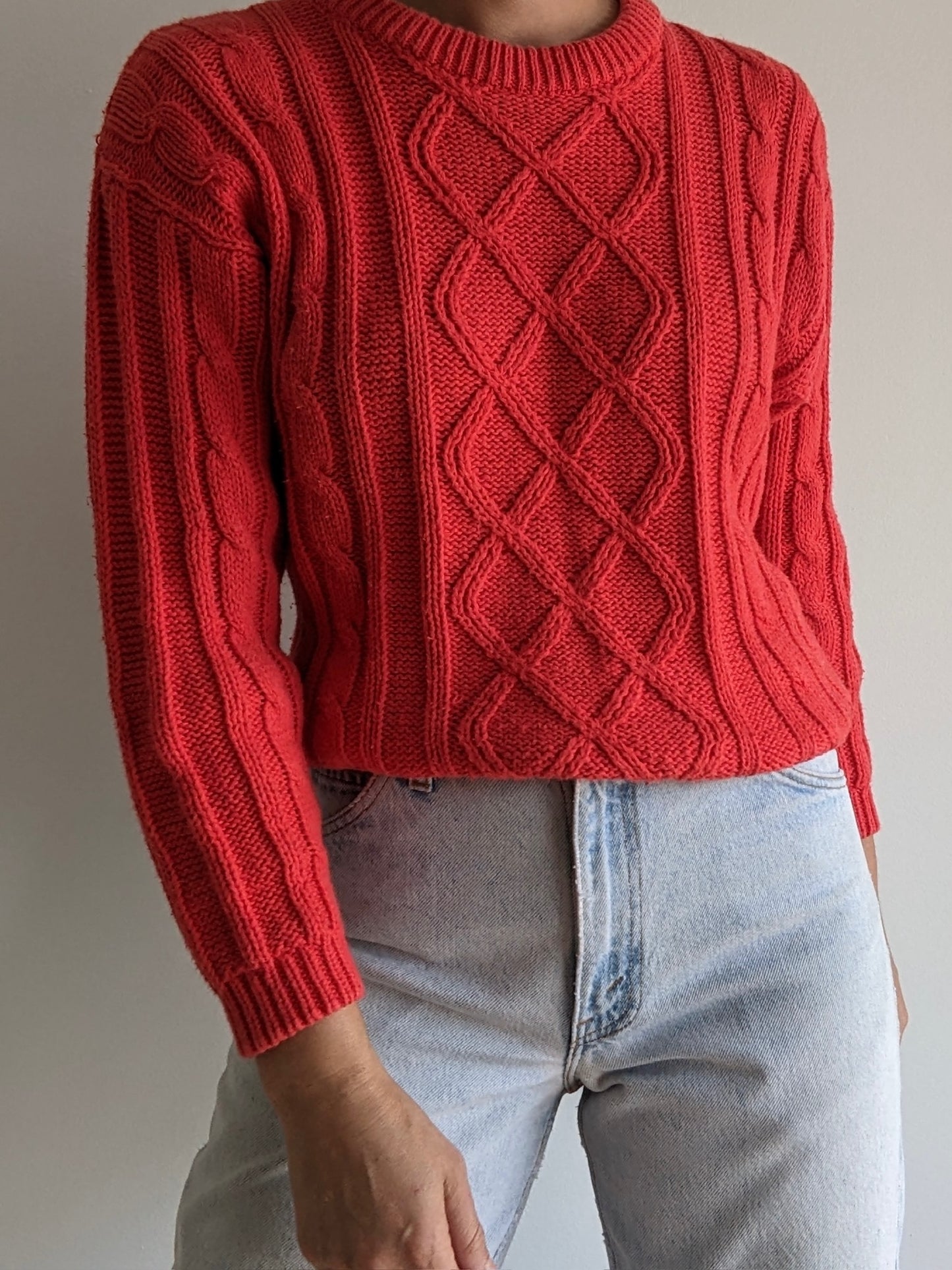 Vintage Tart Red Cable Knit Sweater