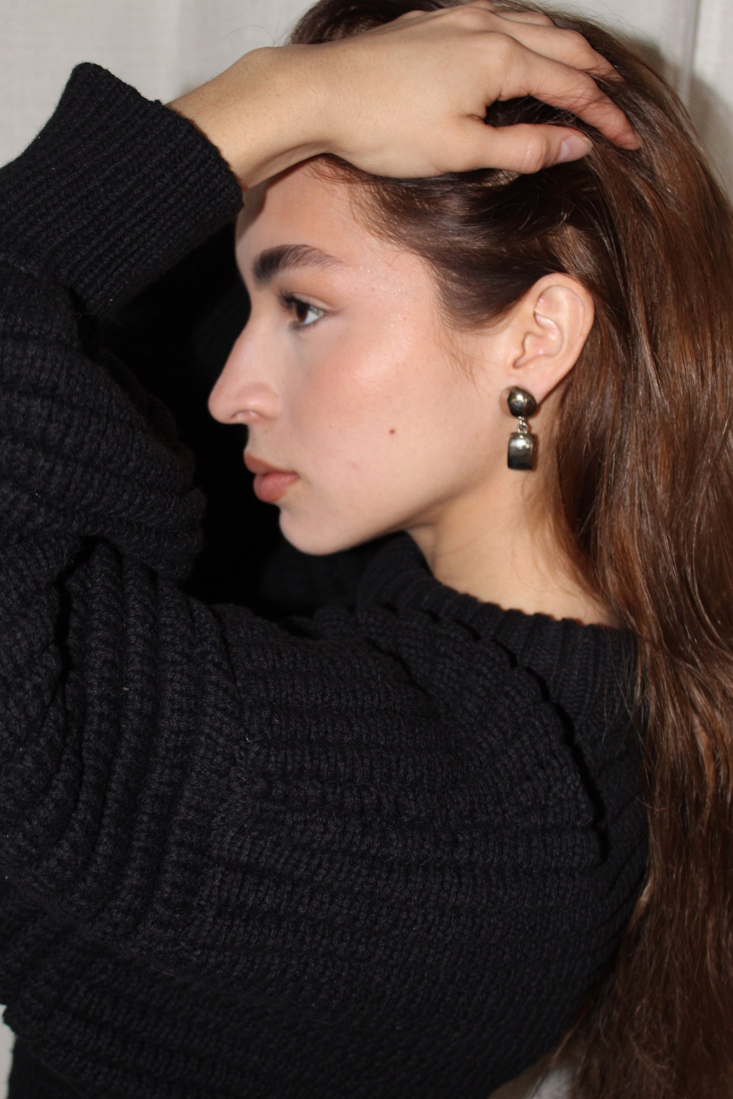 Vintage Silver Modernist Drop Earrings