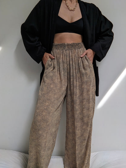 Vintage Sheer Printed Wide Leg Pants