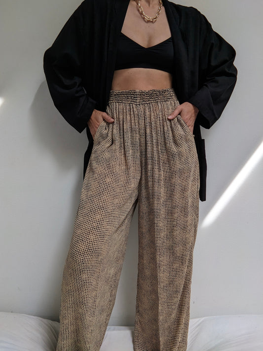 Vintage Sheer Printed Wide Leg Pants