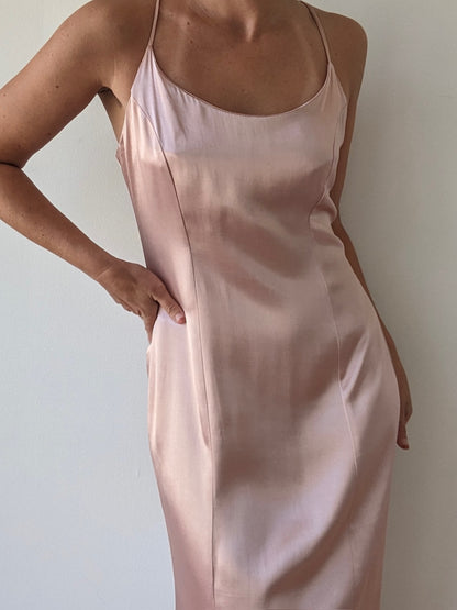 Gorgeous Vintage Blush Satin Slip Dress