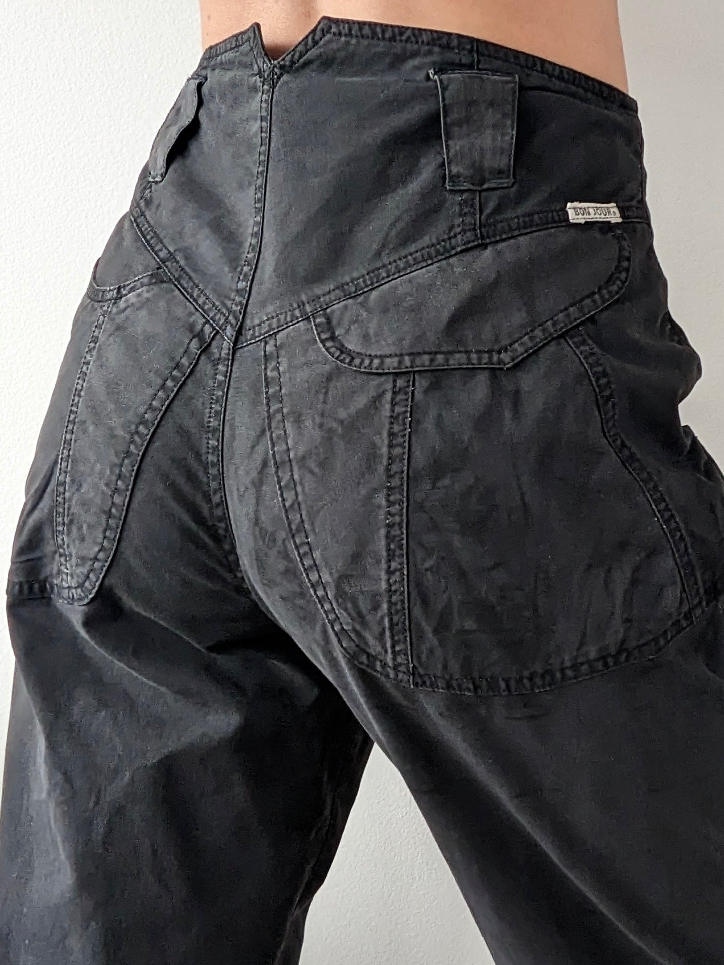 Vintage Faded Black High-Rise Trousers