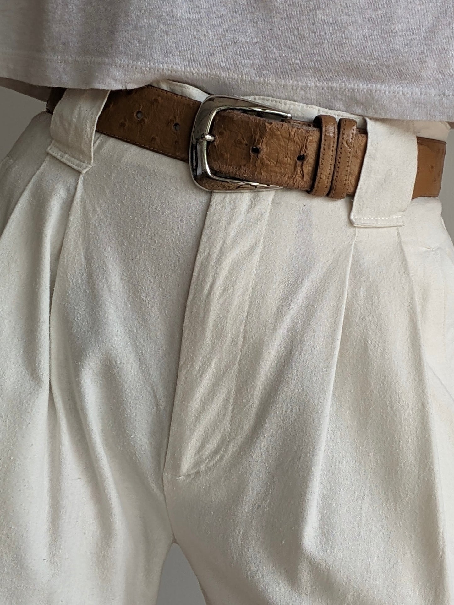 Vintage Ostrich-Embossed Leather Belt