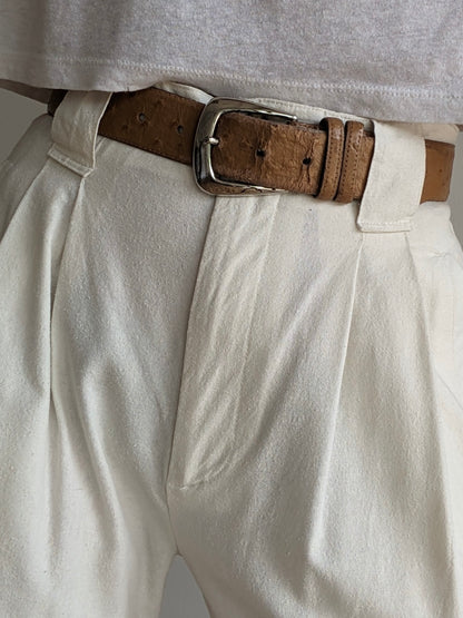 Vintage Ostrich-Embossed Leather Belt