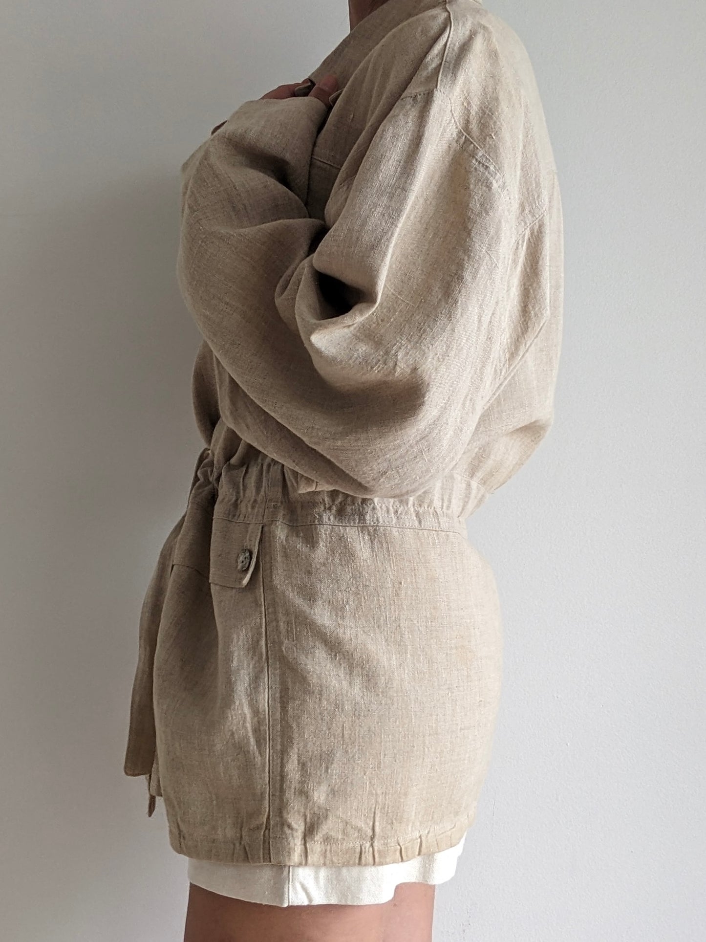 Lovely Vintage Oat Woven Linen Jacket