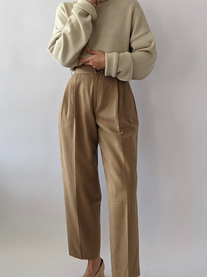 Gorgeous Vintage Pleated Butterscotch Wool Trousers