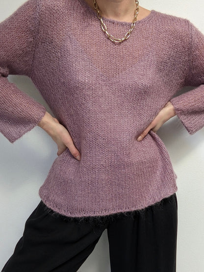 Beautiful Vintage Lilac Loose-Knit Mohair Sweater