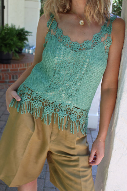 Vintage Aquamarine Crochet Tank