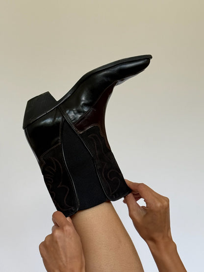 Vintage Donald Pliner Suede & Leather Embroidered Boots