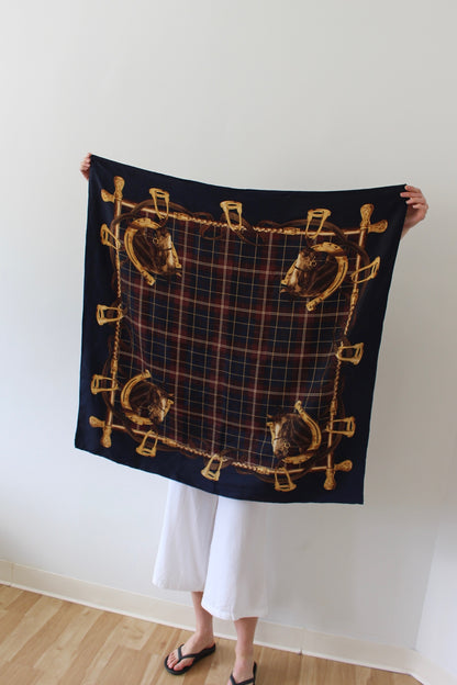 Amazing Vintage Equestrian Silk Scarf