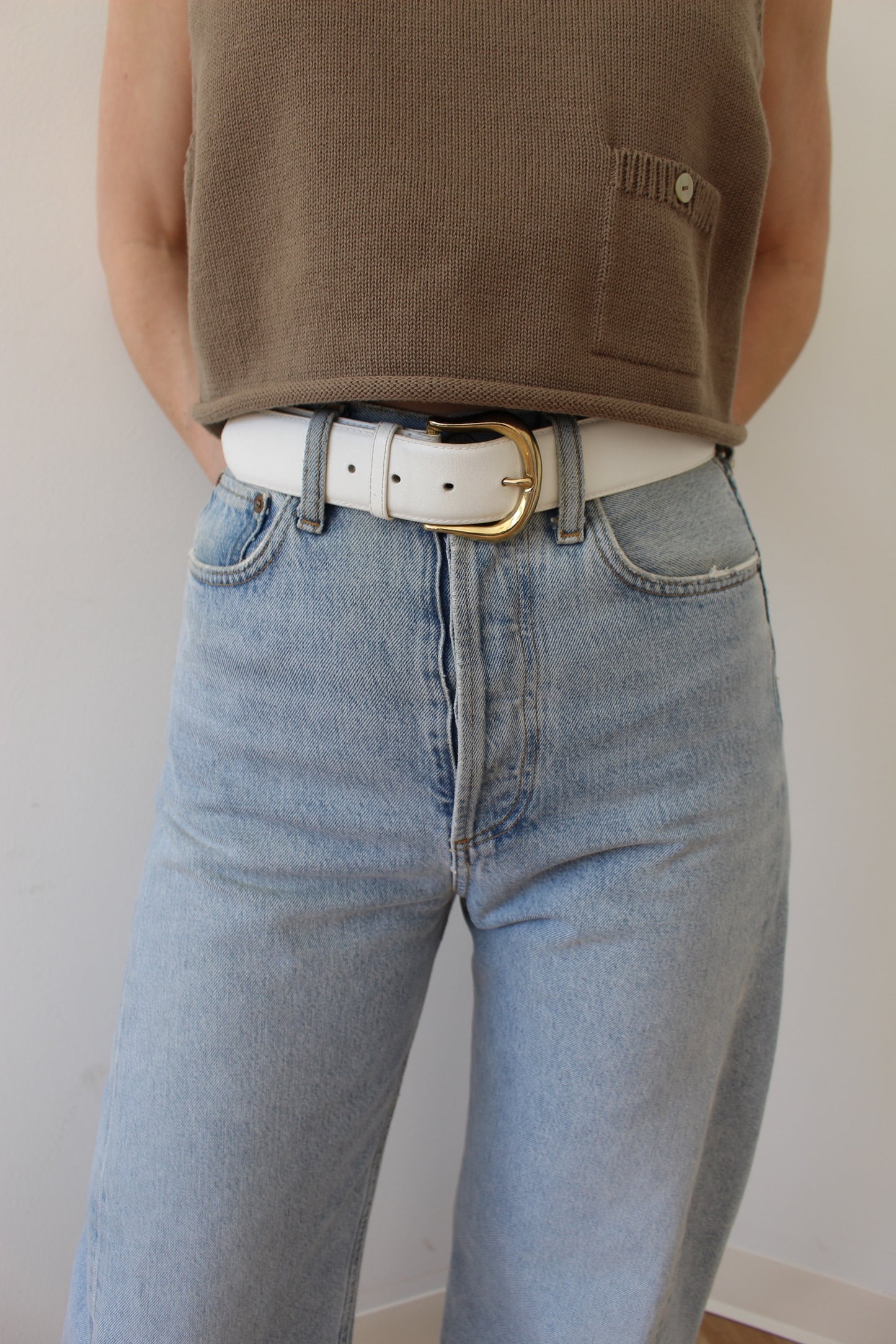 Vintage Ivory Leather Belt