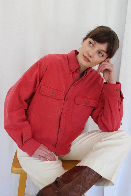 Reworked Long Sleeve Cropped Button Down