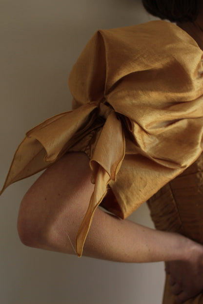 Vintage Gold Lamé Pleated Dress