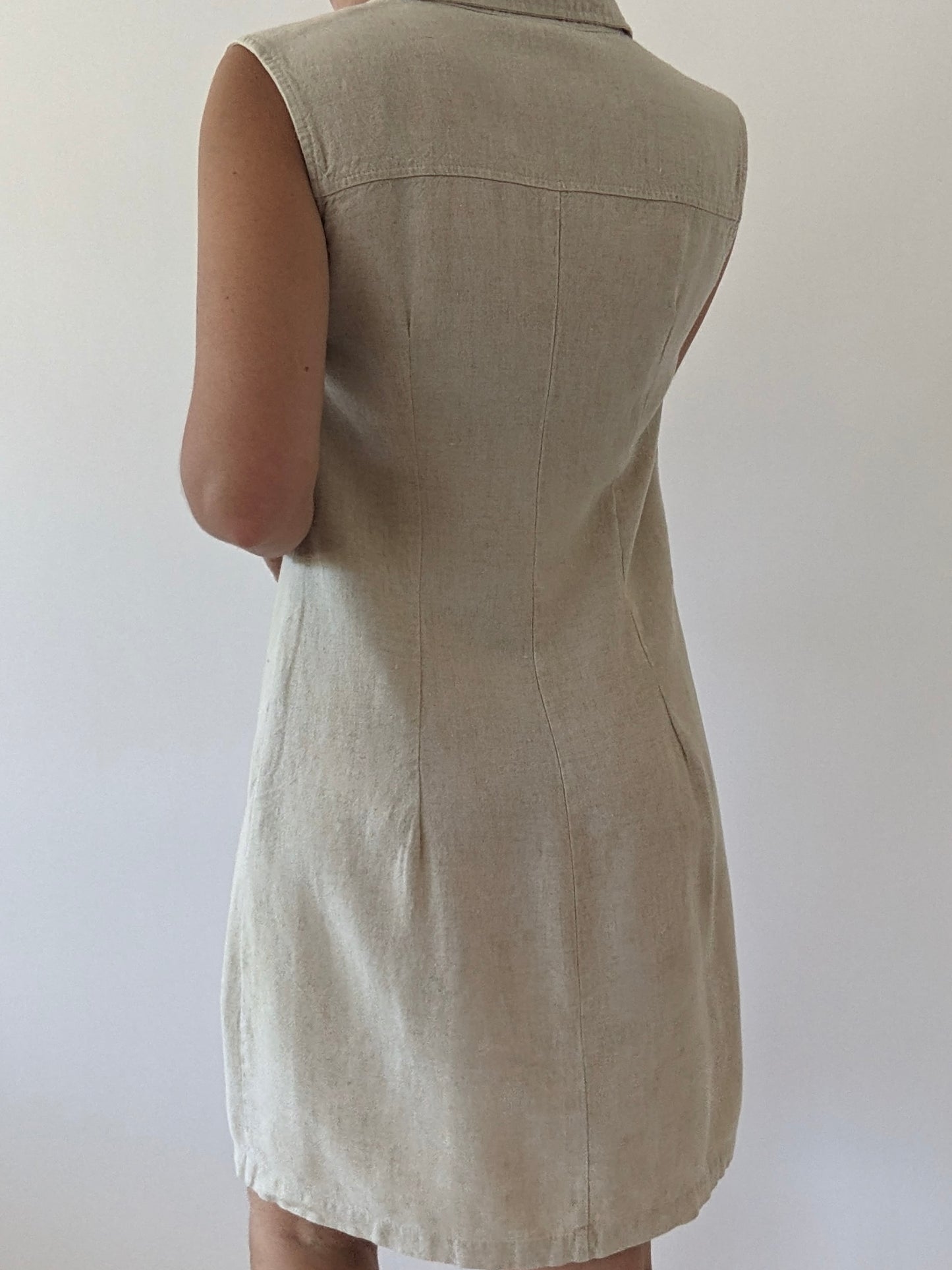 Vintage Sleeveless Wheat Linen Dress