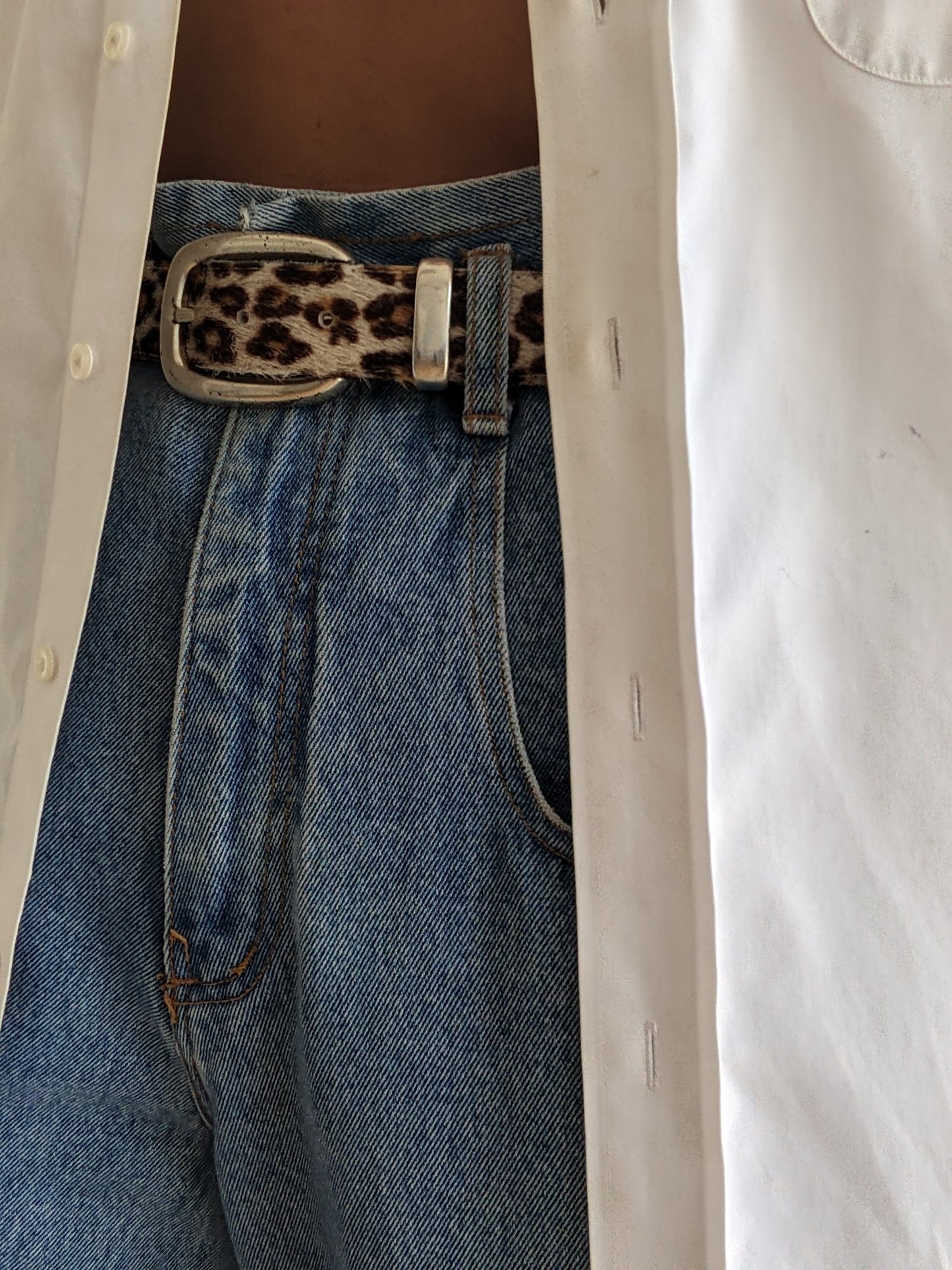 Vintage Printed Calf Hair Leather Belt