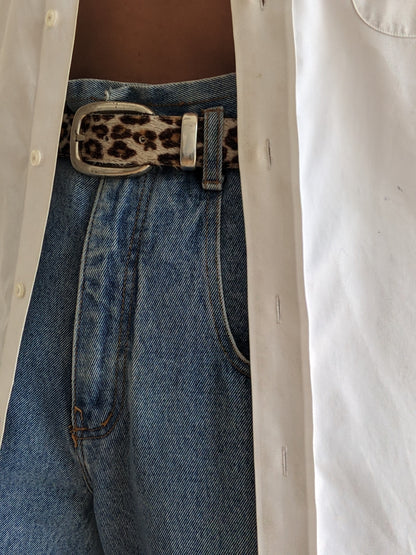 Vintage Printed Calf Hair Leather Belt