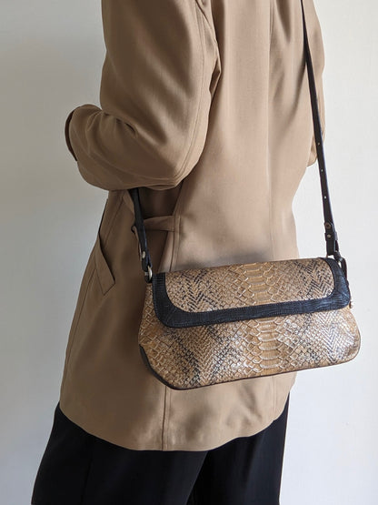 Brahmin Embossed Leather Baguette Bag