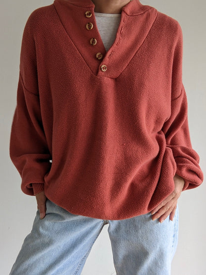 Vintage Terra Cotta Cotton Henley