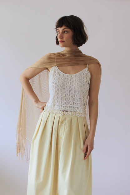 Vintage Sheer Knit Fringe Scarf