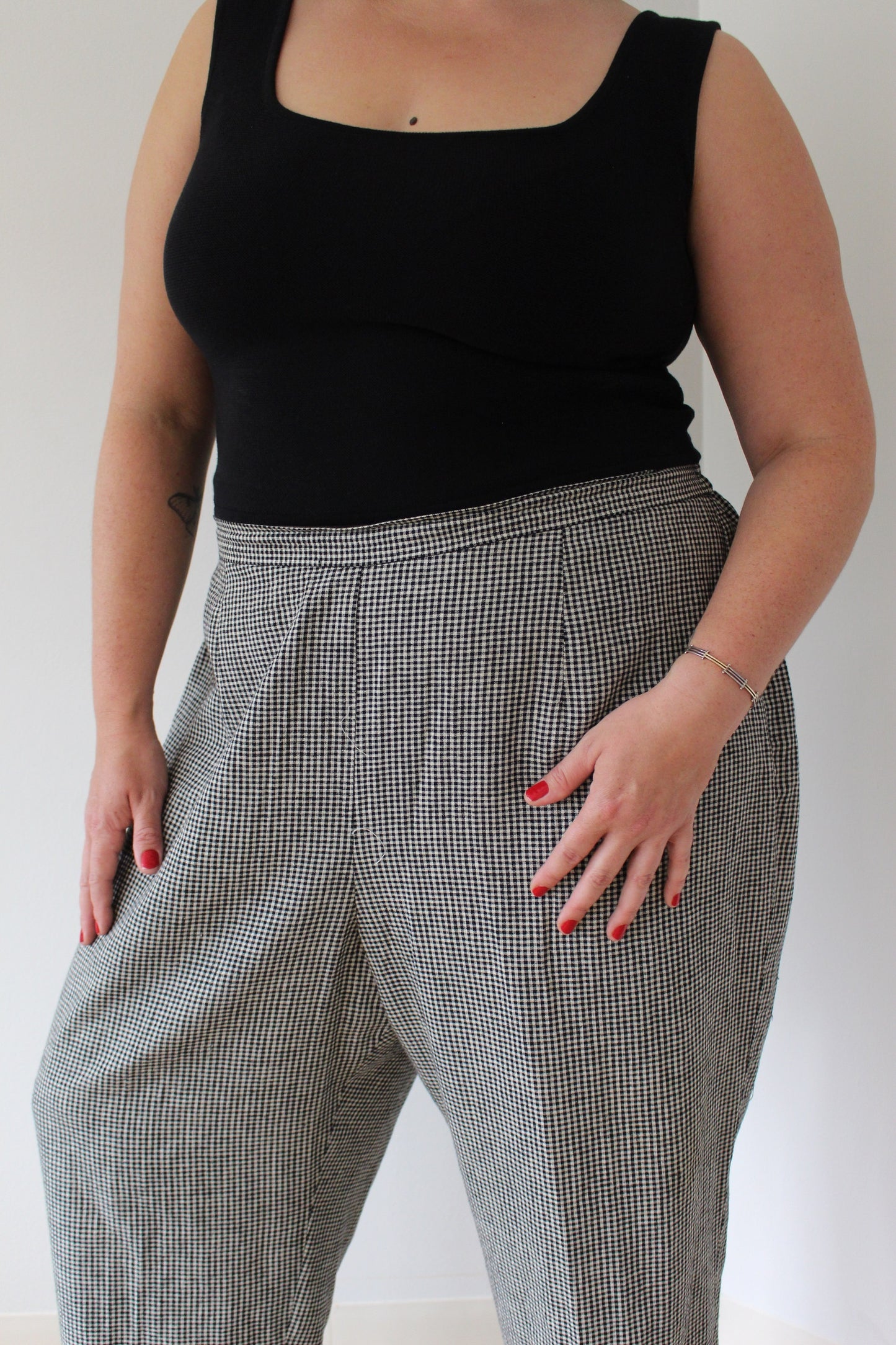 90s Gingham Linen Pants