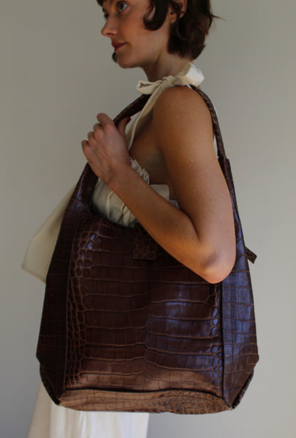 Vintage Donald Pliner Large Embossed Leather Bag