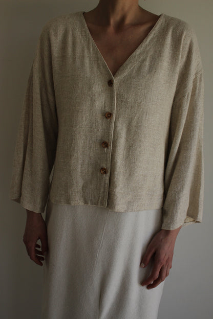 Vintage Sand Woven Flax Cardigan
