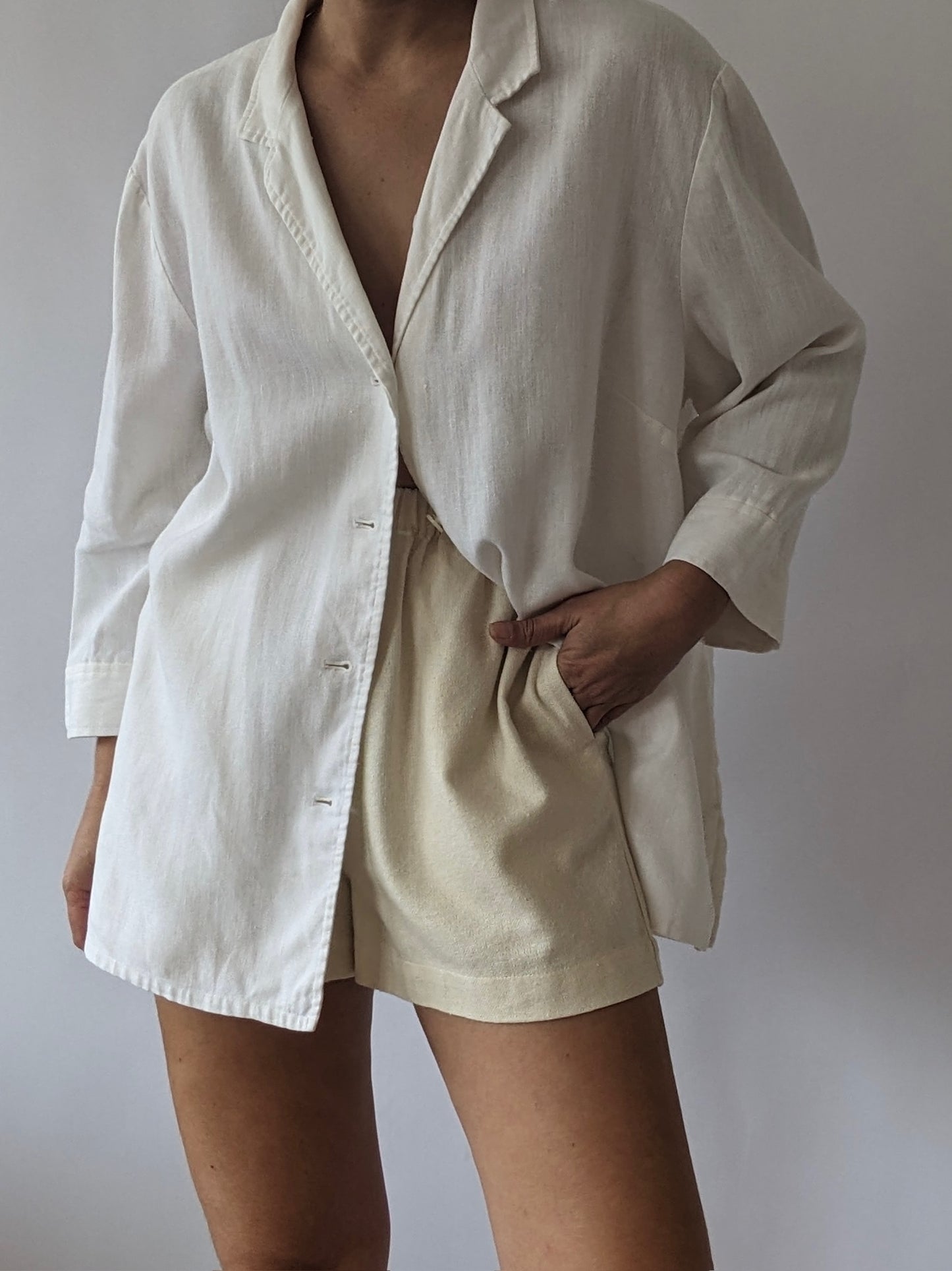 Vintage Ivory Linen Overshirt