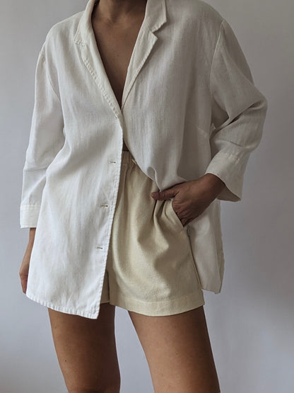 Vintage Ivory Linen Overshirt