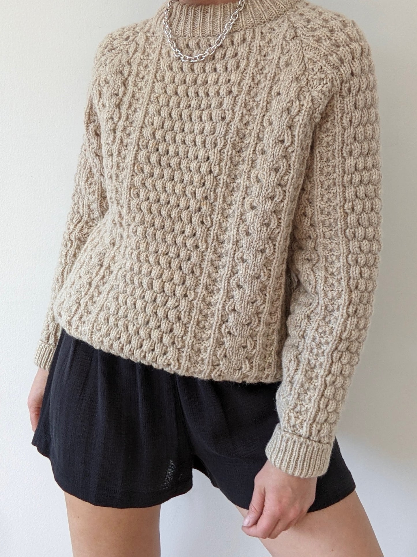 Vintage Pale Oat Wool FIsherman Sweater
