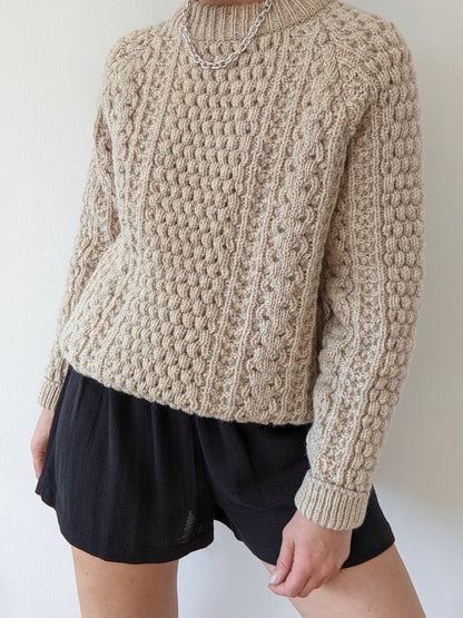 Vintage Pale Oat Wool FIsherman Sweater