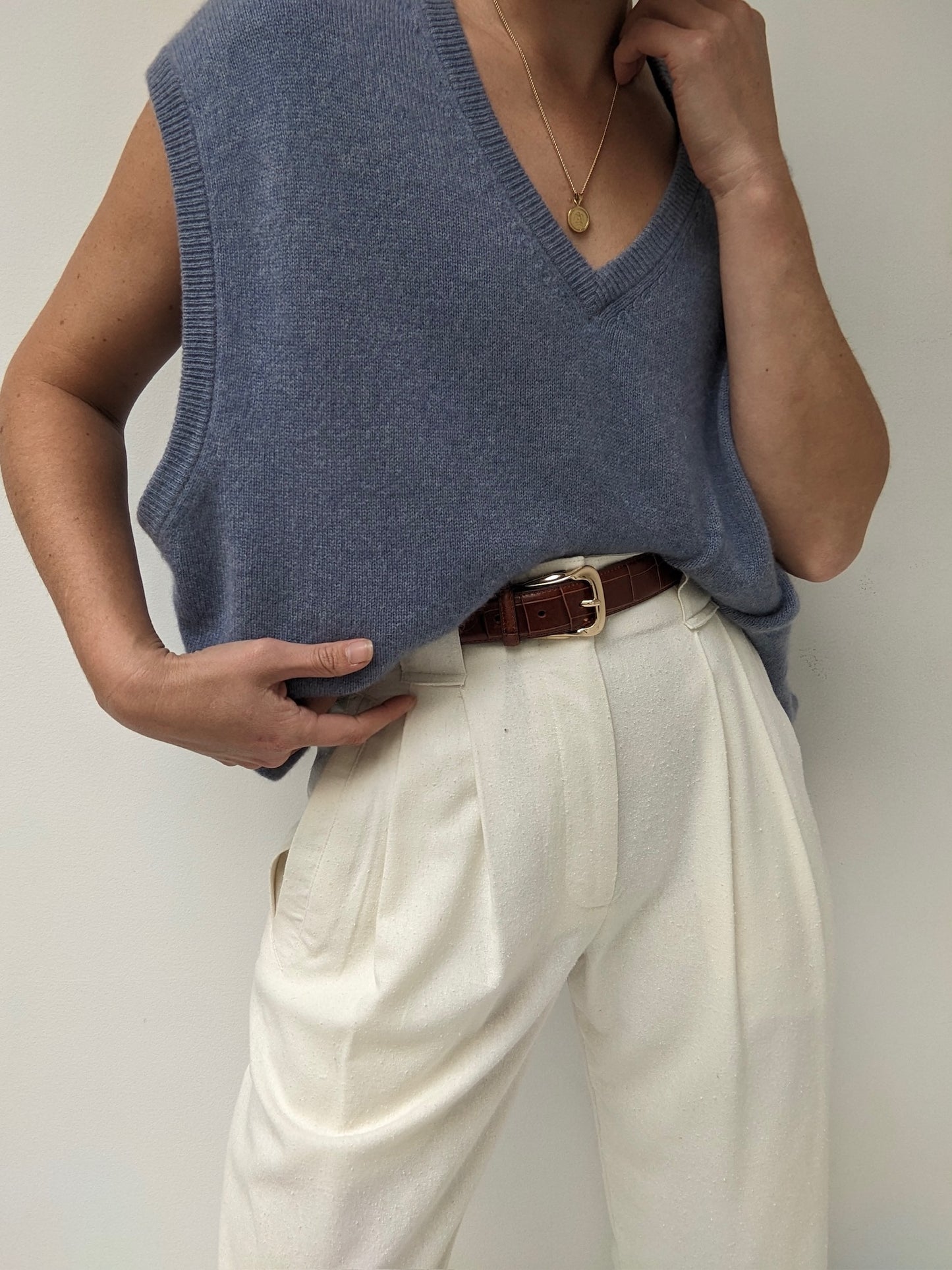 Vintage Stone Blue Cashmere Sweater Vest