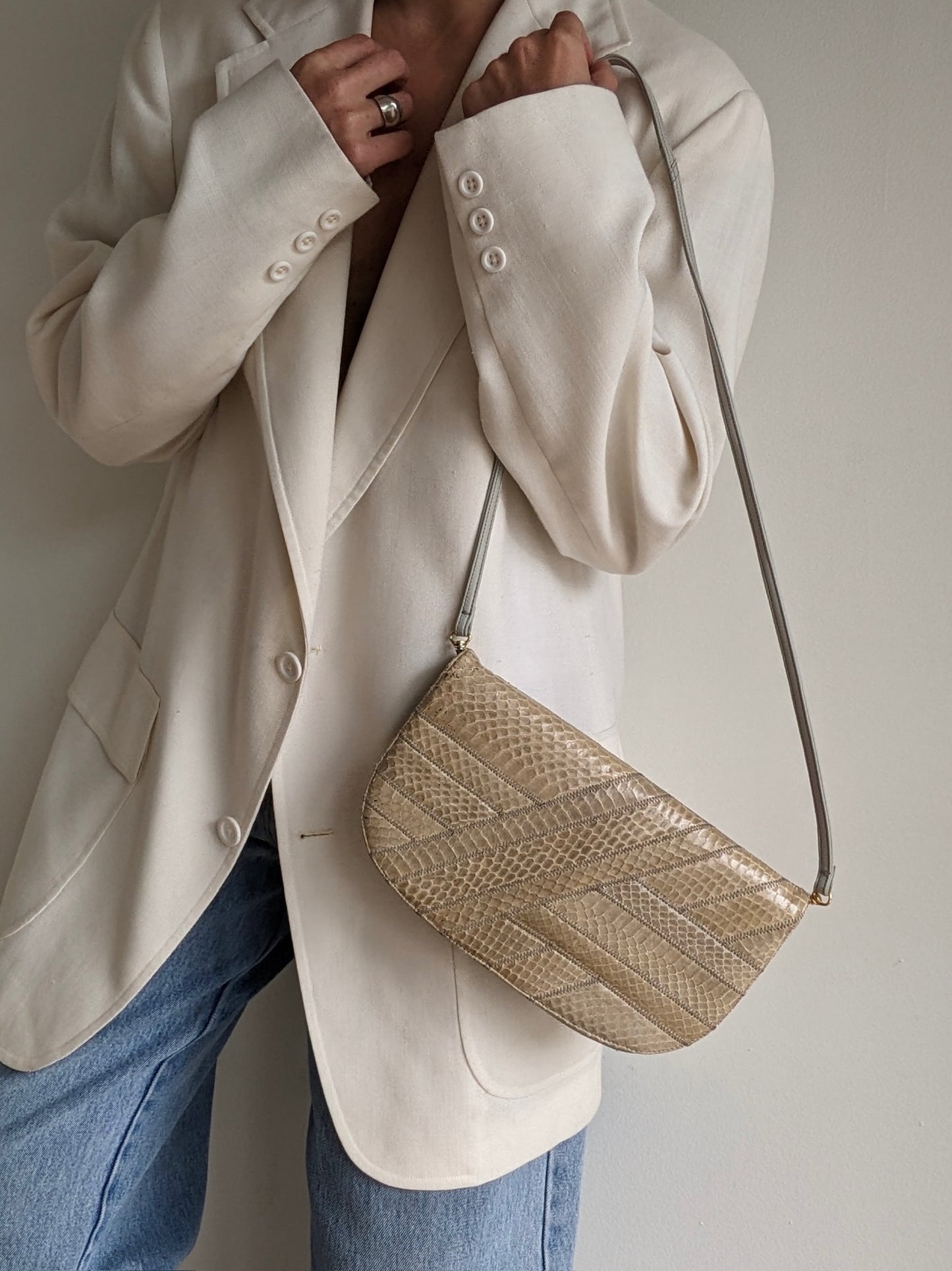 Vintage Snakeskin Patchwork Clutch Purse