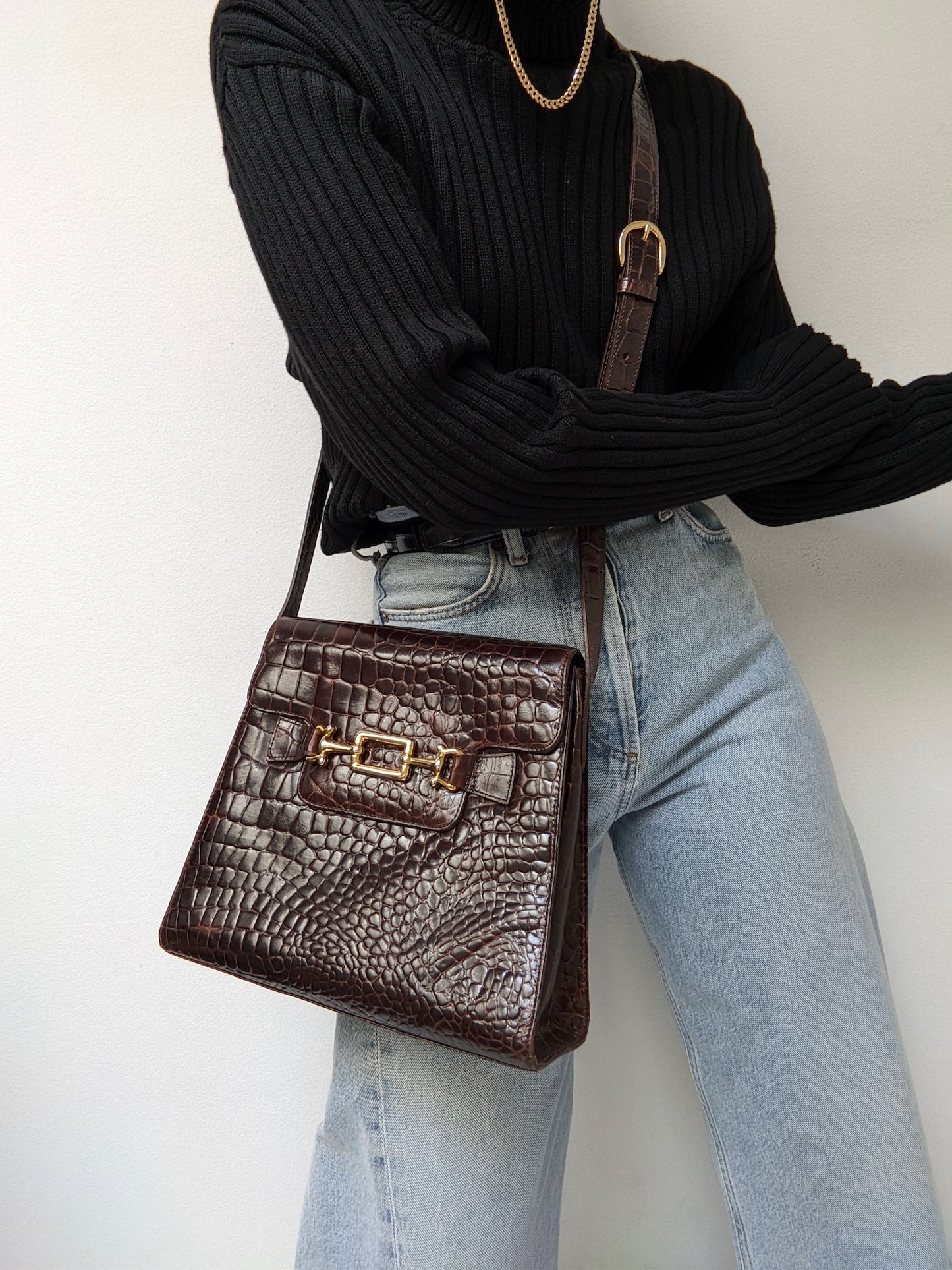 Statement Vintage Embossed Leather Bag