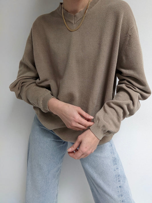 90s Nautica Latte Knitted Silk Sweater