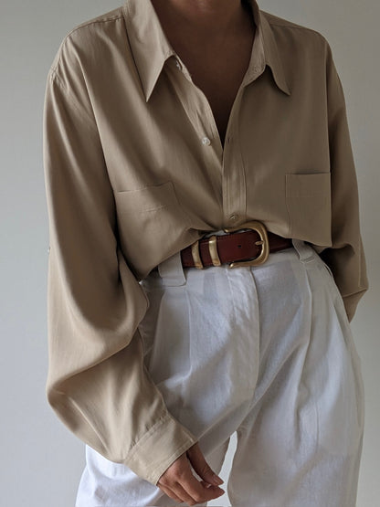 Vintage Sand Silk Blouse