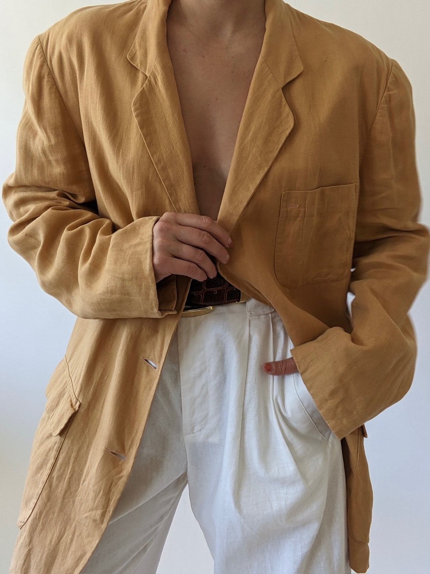 Vintage Calvin Klein Apricot Linen Blazer