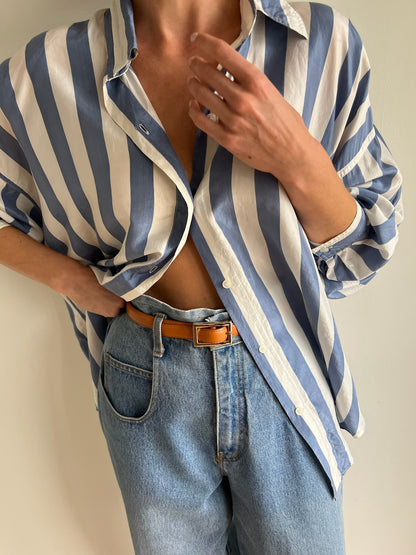 Vintage Sky Striped Silk Button Down