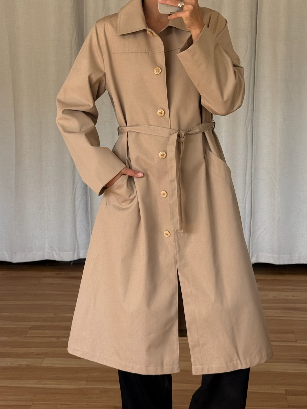 Vintage Belted Khaki Trench Coat