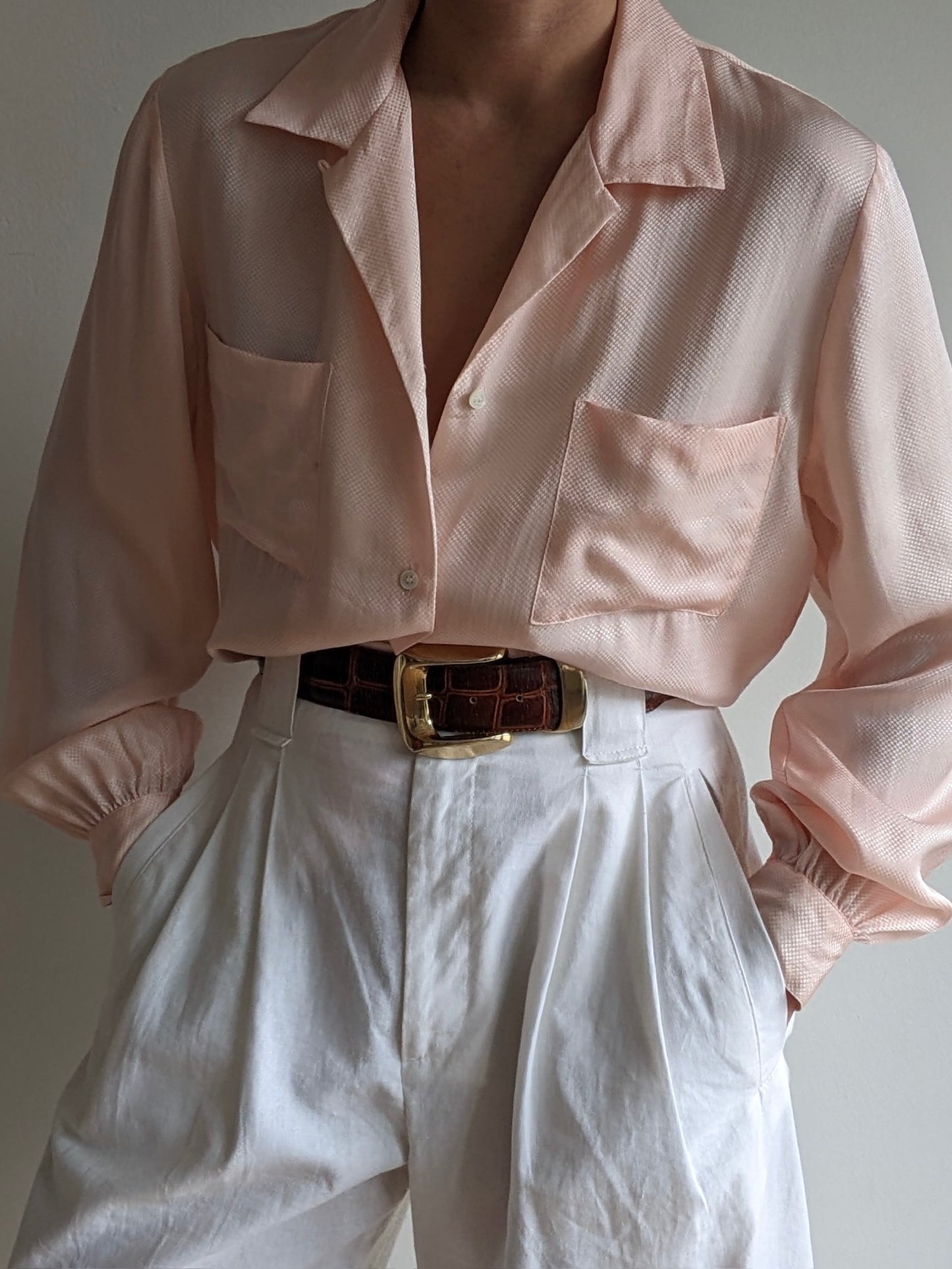 Vintage Blush Silk Blouse