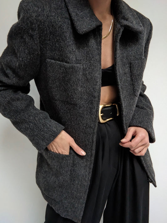 Vintage Charcoal Mohair Jacket