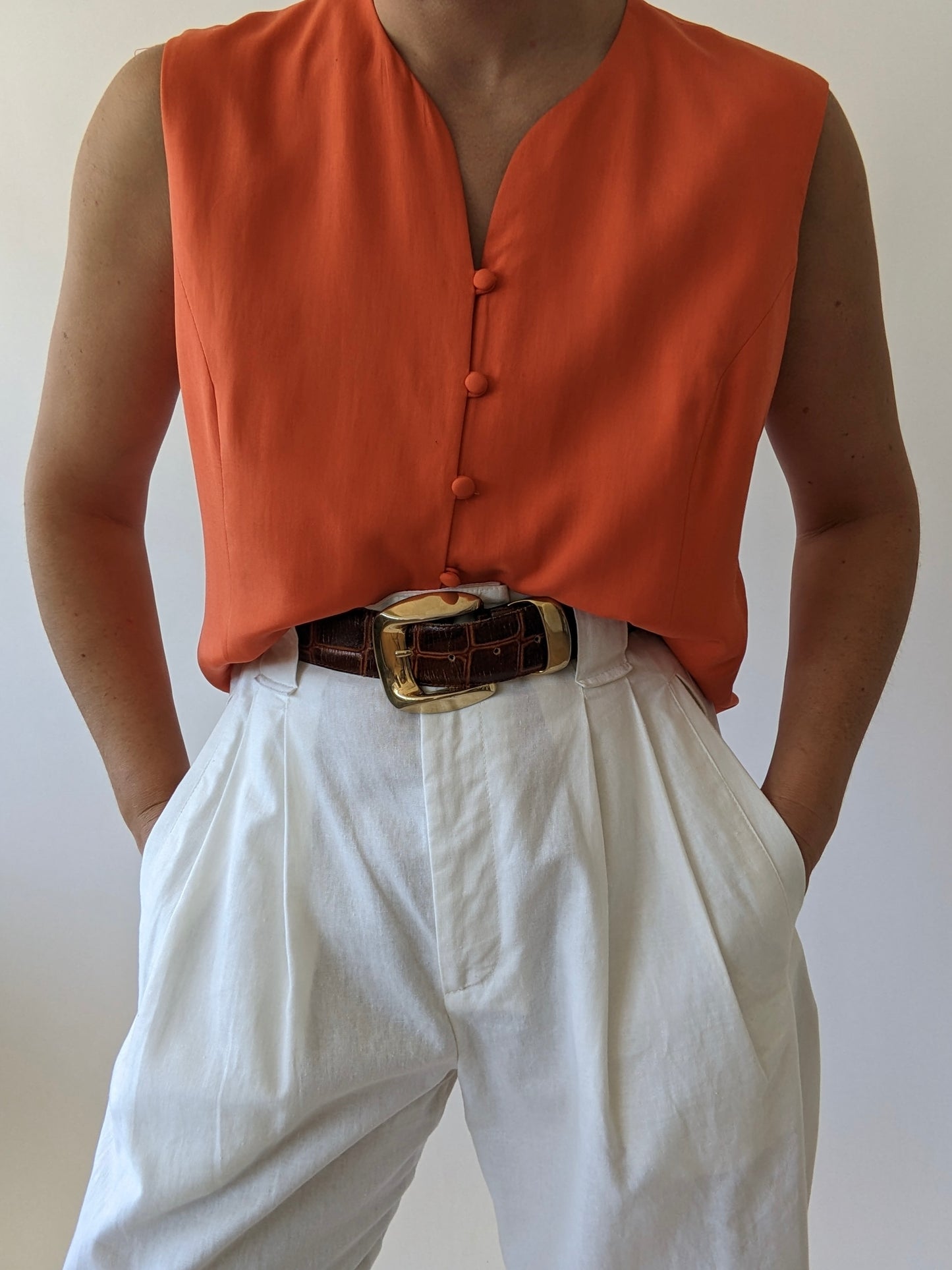 Vintage Citrus Silk Rouleau Top