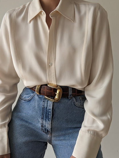 Vintage Cream Silk Blouse