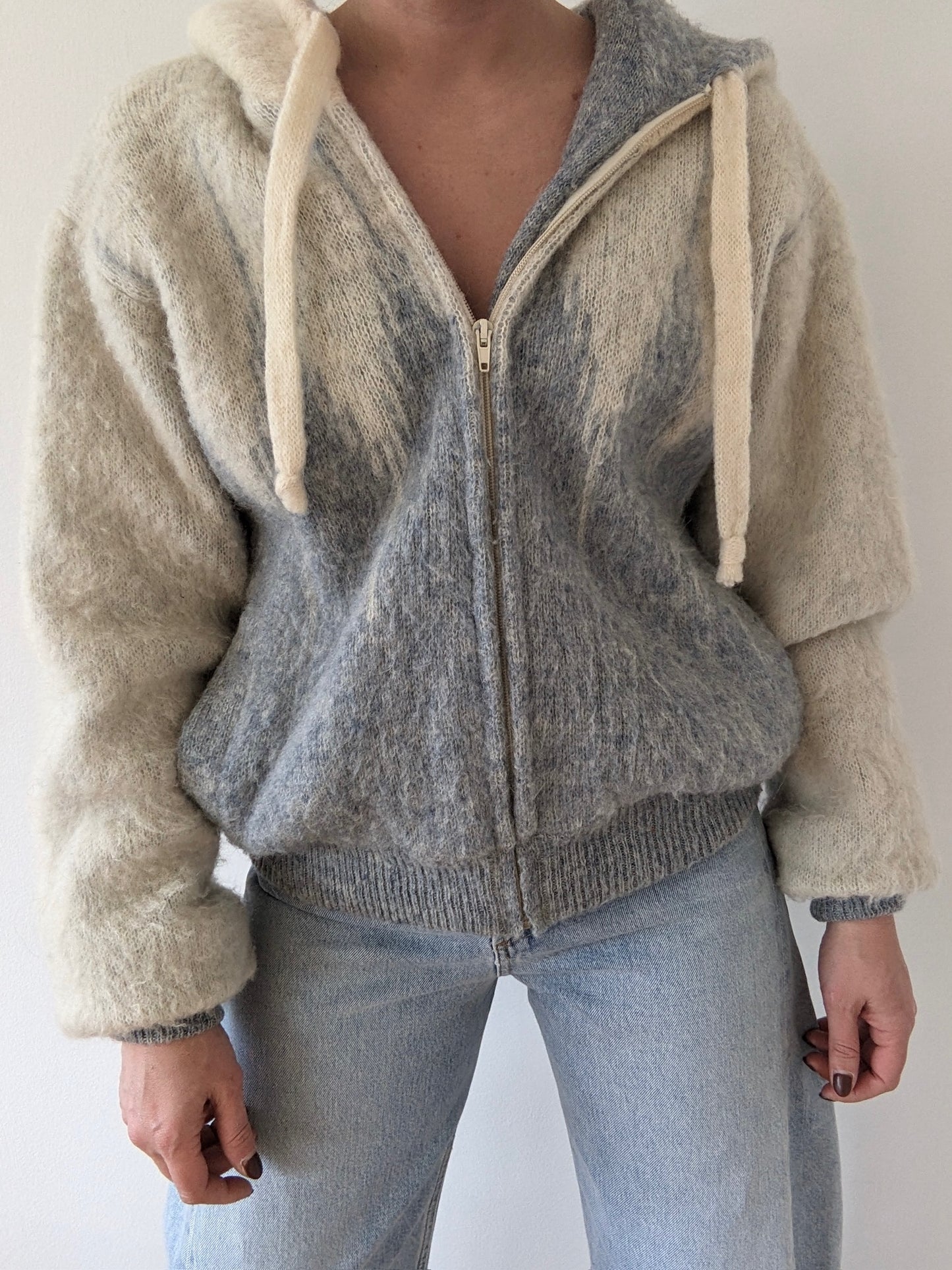 Vintage Icelandic Wool Hooded Zip Jacket