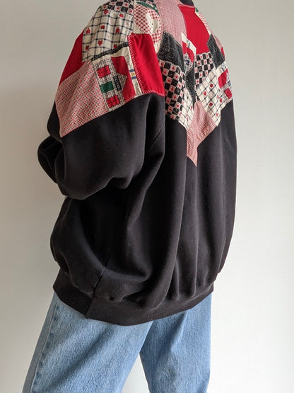 Amazing Vintage Patchwork Quilt Sweatshirt Cardigan