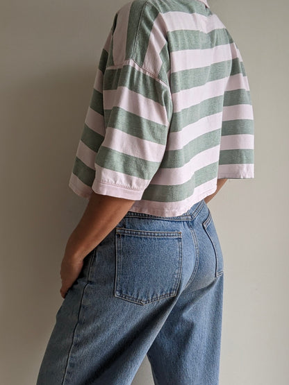 Favorite 90s Cropped & Striped Polo