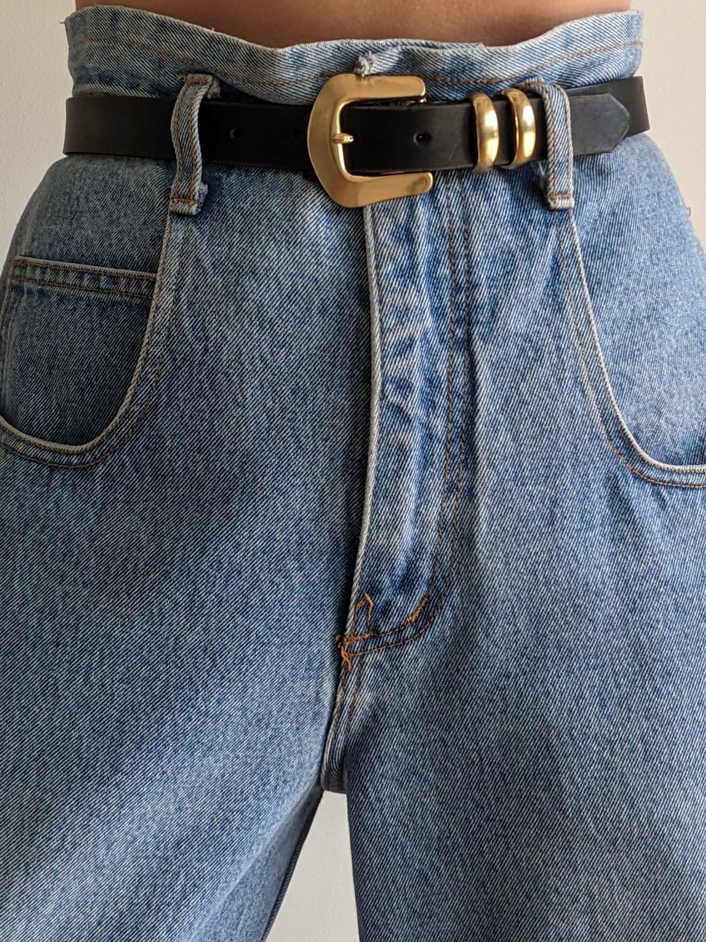 Vintage Smooth Ink Black Leather Belt