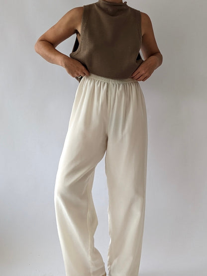Vintage Pearl Silk Leisure Pants