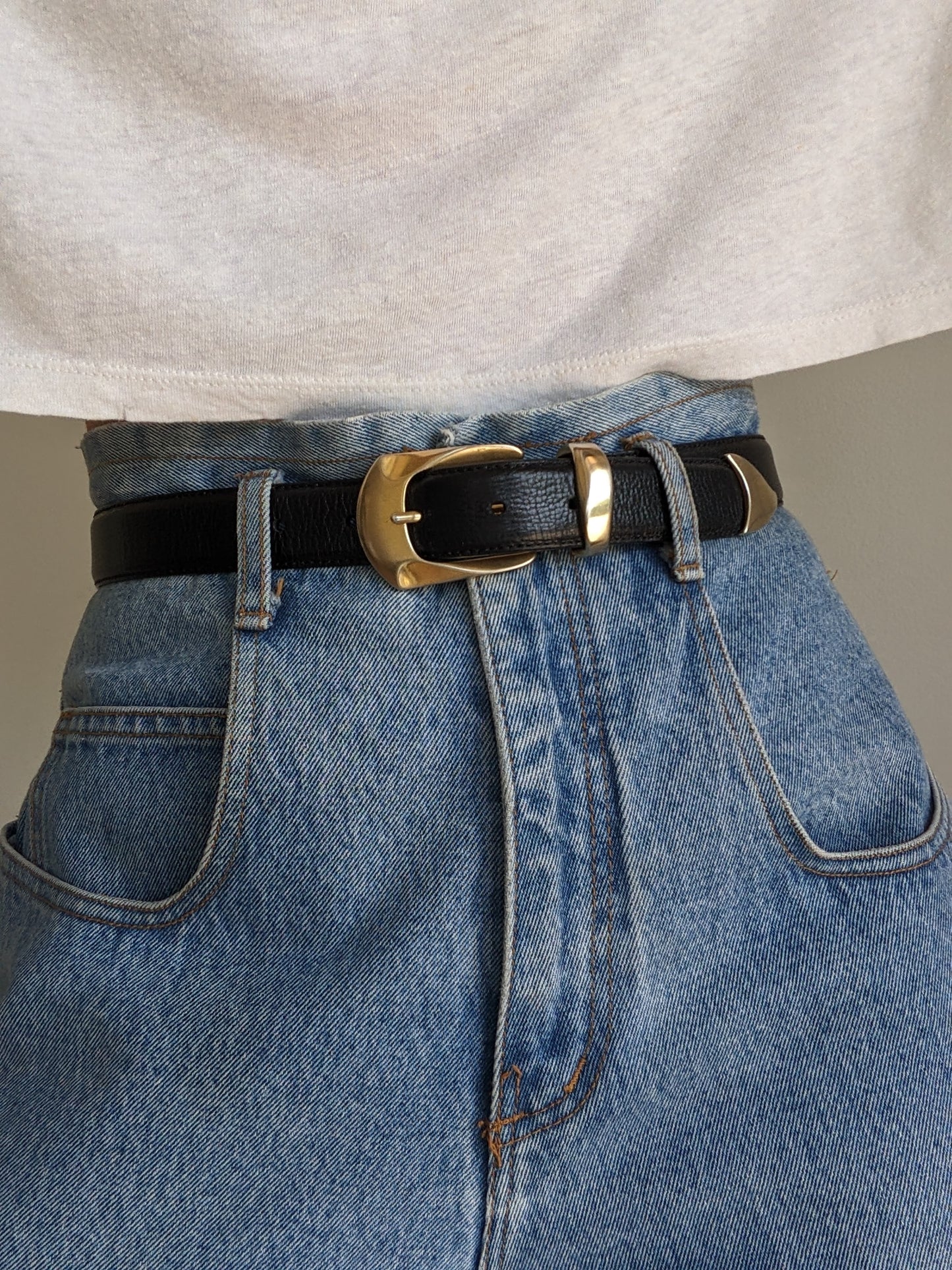 Vintage Italian Onyx Pebbled Leather Belt