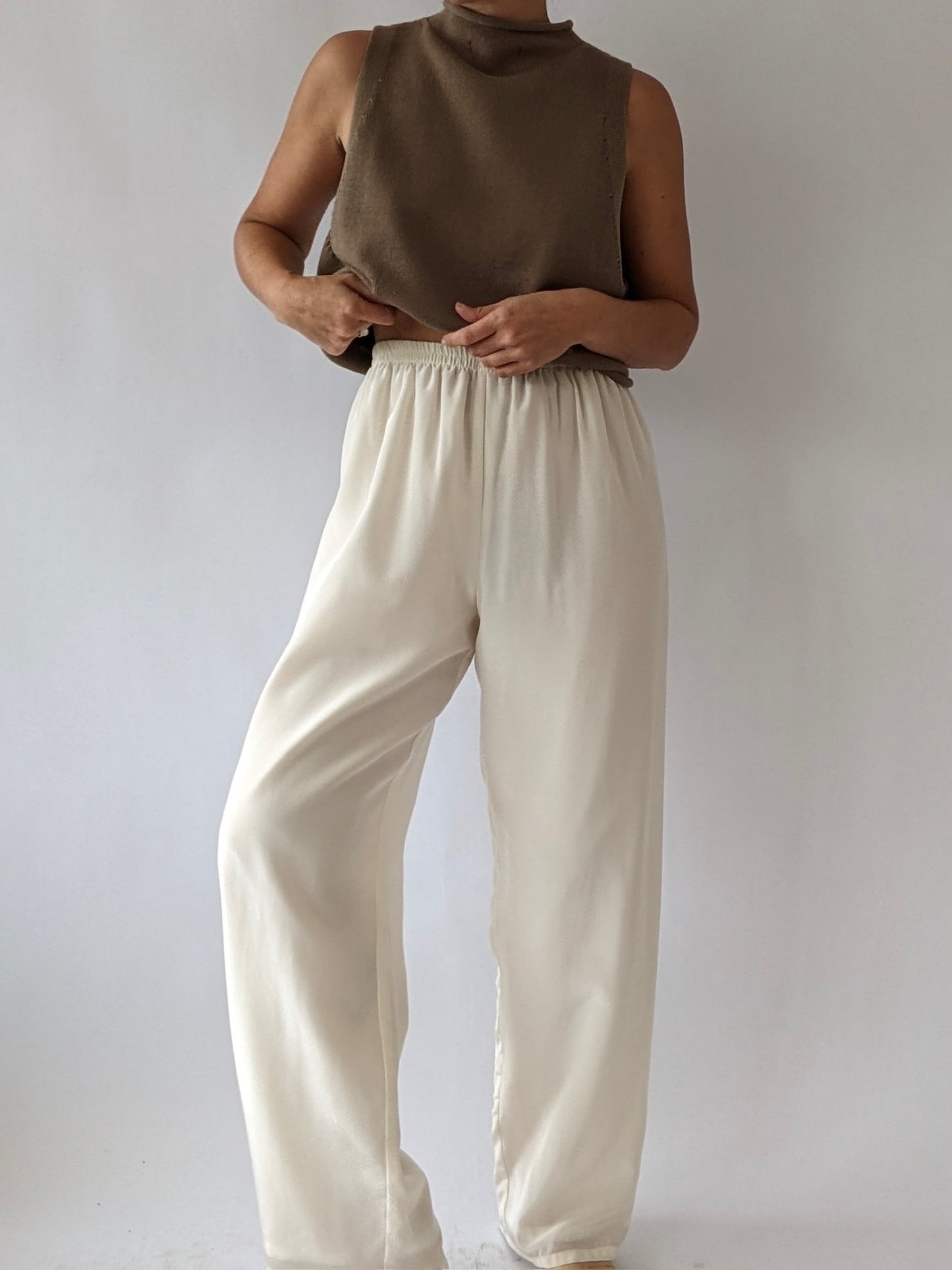 Vintage Pearl Silk Leisure Pants