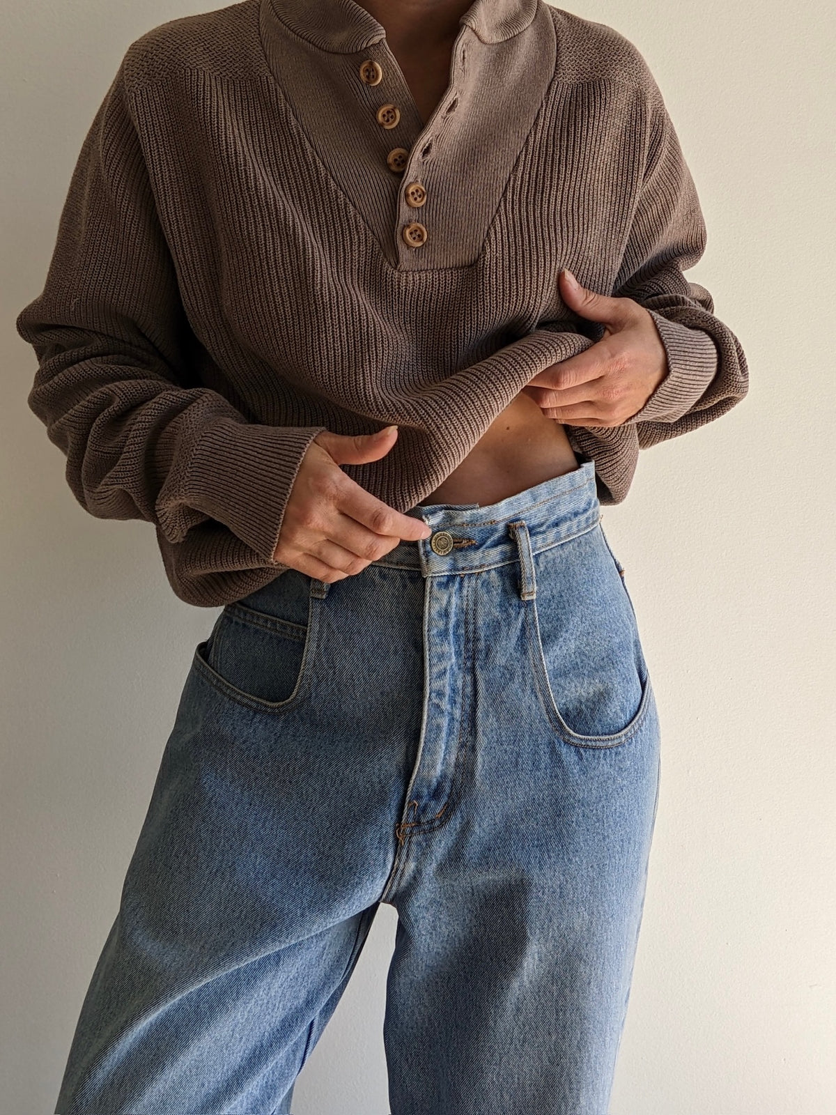 Favorite Vintage Taupe Cotton Henley